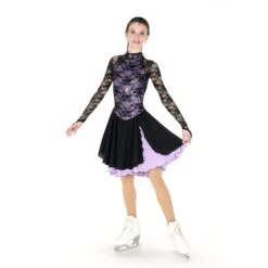 Jerry's Dancesse #140 Dance Skating Dress - Black/Lilac -Figure Skating Equipment Store 140lilacfront 2025