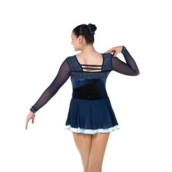 Jerry's Ready To Ship Quadrangle #43 Beaded Skating Dress - Indigo Blue -Figure Skating Equipment Store 43IndigoBlueBack