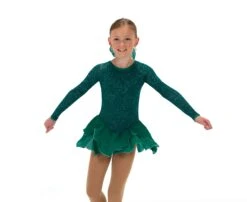 Jerry's Tulip Lace #623 Skating Dress - Emerald Green -Figure Skating Equipment Store 623EmeraldAlternateFront