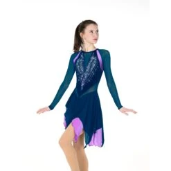 Aurora Ice Ice Deco Beaded Skating Dress - Teal/Amethyst