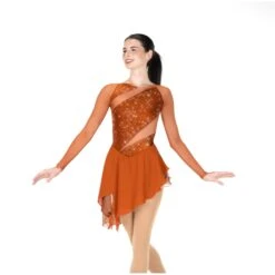 Aurora Ice Mesh & Magic Beaded Skating Dress - Copper