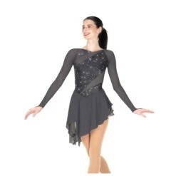 Aurora Ice Mesh & Magic Beaded Skating Dress - Pewter
