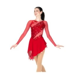 Aurora Ice Mesh & Magic Beaded Skating Dress - Ruby Red