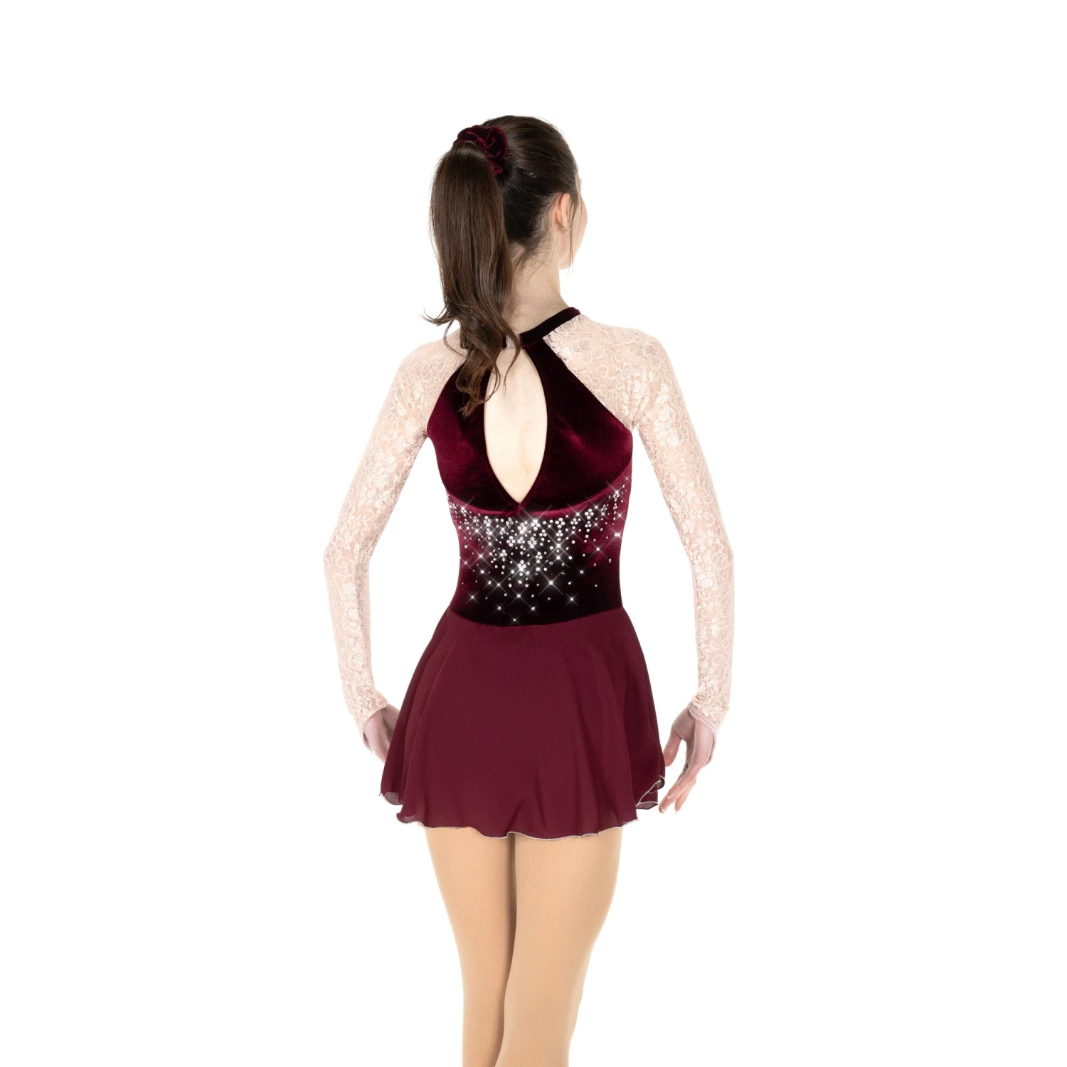 Aurora Ice Lavishly Lacy Beaded Skating Dress - Rich Wine 4 Aurora Ice Lavishly Lacy Beaded Skating Dress - Rich Wine - Image 2