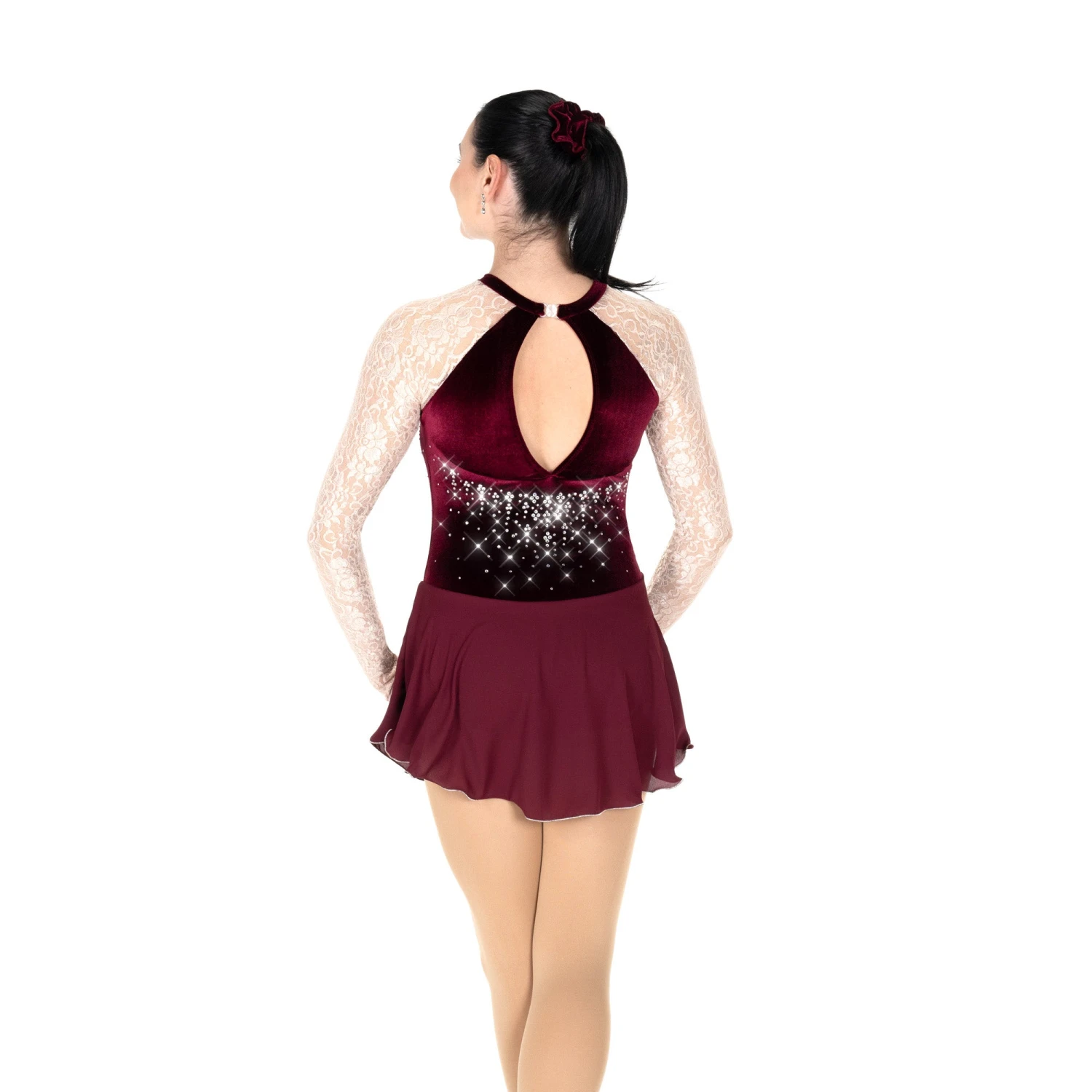 Aurora Ice Lavishly Lacy Beaded Skating Dress - Rich Wine 5 Aurora Ice Lavishly Lacy Beaded Skating Dress - Rich Wine - Image 3