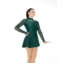 Aurora Ice Emerald Essence Beaded Skating Dress