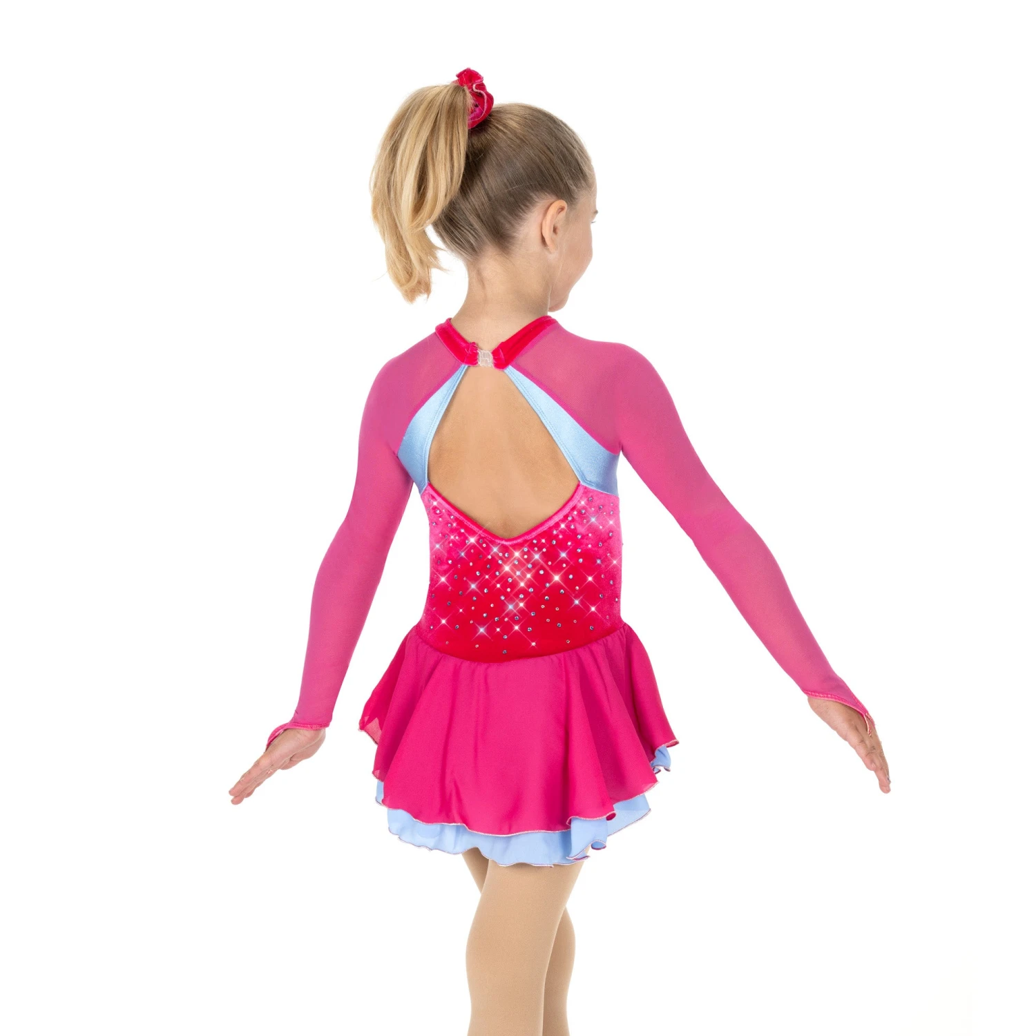 Aurora Ice Dazzle Duo Beaded Skating Dress - Pink/Blue 4 Aurora Ice Dazzle Duo Beaded Skating Dress - Pink/Blue - Image 2