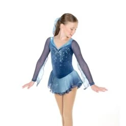 Aurora Ice Butterfly Blue Beaded Skating Dress -Figure Skating Equipment Store AJ361frontalternate
