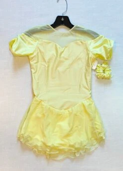 Solitaire Ready To Ship Shirred Sleeve Unbeaded Skating Dress - Soft Yellow