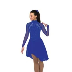 Solitaire Ready To Ship High Neck Unbeaded Dance Skating Dress - Royal -Figure Skating Equipment Store D22017R Royal Front c32768a2 b834 43e2 a50d 04d136df814c