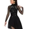 Solitaire High Neck Dance Beaded Skating Dress - Black -Figure Skating Equipment Store D22017RBlackFront