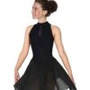 Solitaire Keyhole Dance Unbeaded Skating Dress - Black -Figure Skating Equipment Store D22018PBlackFront