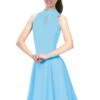 Solitaire Keyhole Dance Unbeaded Skating Dress - Crystal Blue