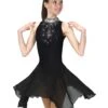 Solitaire Keyhole Dance Beaded Skating Dress - Black -Figure Skating Equipment Store D22018RBlackFront
