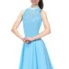 Solitaire Keyhole Dance Beaded Skating Dress - Crystal Blue