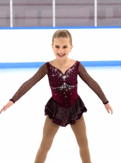 Jerry's Embellishment #611 Beaded Skating Dress - Wine