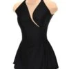 Solitaire Tapered Cut Unbeaded Skating Dress - Black -Figure Skating Equipment Store F22006PBlackCFront