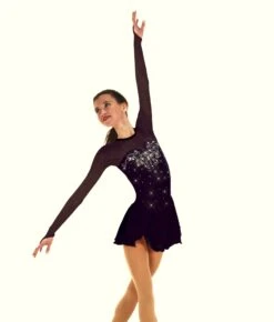 Solitaire Sweetheart Fancy Beaded Skating Dress - 6 Colors -Figure Skating Equipment Store F22007QBlackFrontsmall