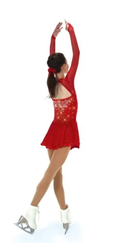 Solitaire Sweetheart Fancy Beaded Skating Dress - 6 Colors -Figure Skating Equipment Store F22007QRedBack f56db5a0 1726 4d48 80bf 695daa79b38f