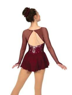 Solitaire Sweetheart Loop Beaded Skating Dress - 6 Colors -Figure Skating Equipment Store F22007RWineBack