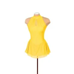 Solitaire Ready To Ship Keyhole Unbeaded Skating Dress - Yellow