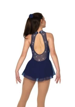 Solitaire Keyhole Skating Dress - Navy -Figure Skating Equipment Store F22008RNavyBack