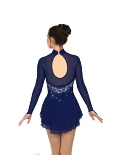 Solitaire Classic High Neck Skating Dress - Navy Blue -Figure Skating Equipment Store F22009RNavyBack