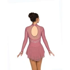 Solitaire Classic High Neck Skating Dress - Tea Rose -Figure Skating Equipment Store F22009RTeaRoseBack