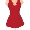 Solitaire Fancy Cutwork Unbeaded Skating Dress - Red -Figure Skating Equipment Store F22012PRed ToneCMeshFront