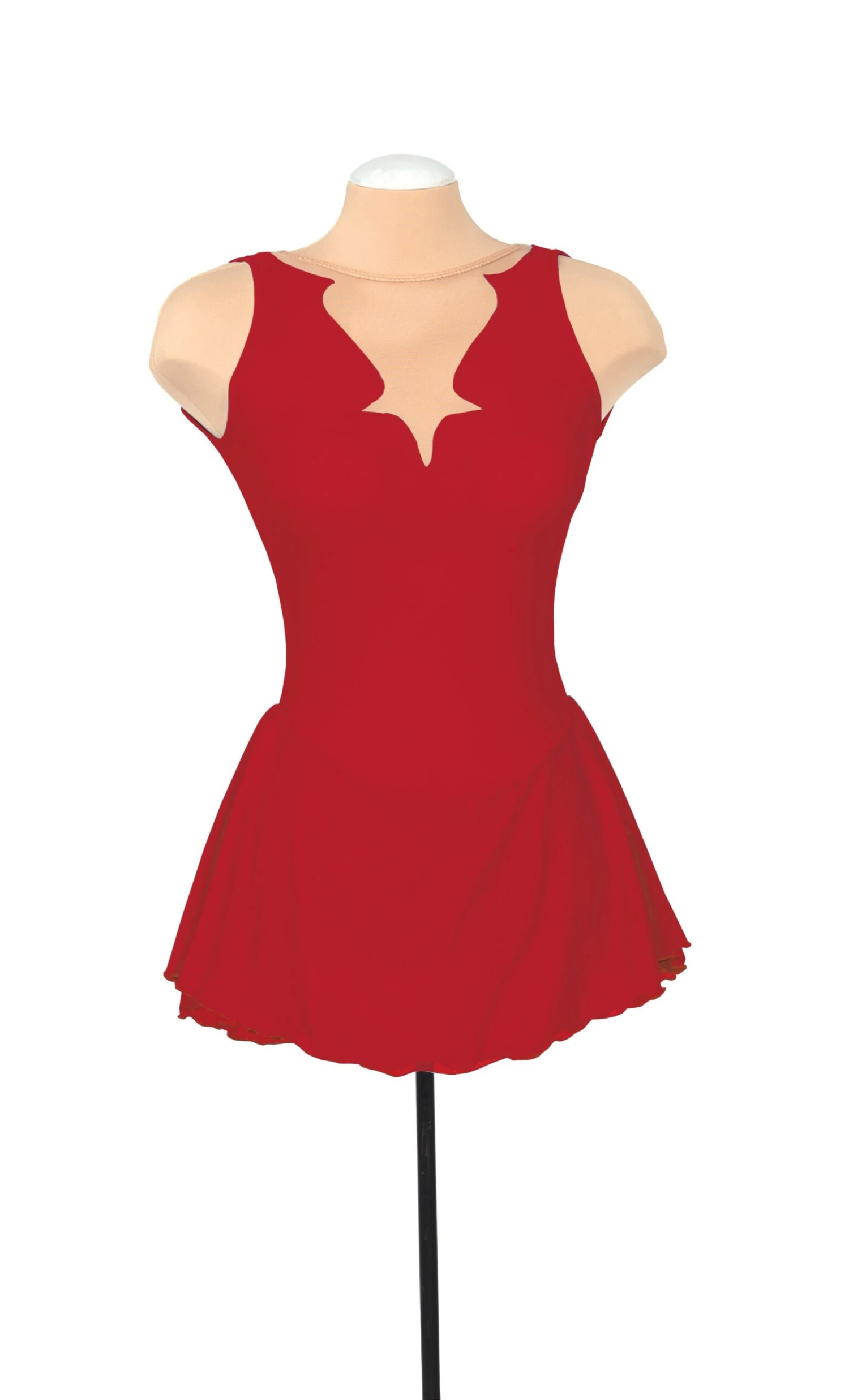 Solitaire Fancy Cutwork Unbeaded Skating Dress - Red 3 Solitaire Fancy Cutwork Unbeaded Skating Dress - Red