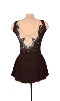 Solitaire Fancy Cutwork Beaded Skating Dress - Black -Figure Skating Equipment Store F22012RBlackToneCBack