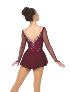 Solitaire Ready To Ship Scalloped Beaded Skating Dress - Bordeaux -Figure Skating Equipment Store F22014RWine CToneBack 4a8e5918 5acc 4b64 9395 0d18b97bc602
