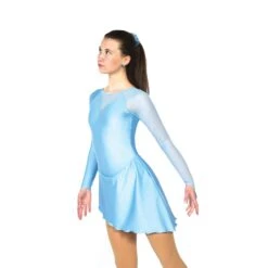 Solitaire Ready To Ship Asymmetrical Unbeaded Skating Dress - Light Blue