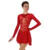 Solitaire Low Scoop Back Beaded Skating Dress - Red -Figure Skating Equipment Store F24010RRedFront