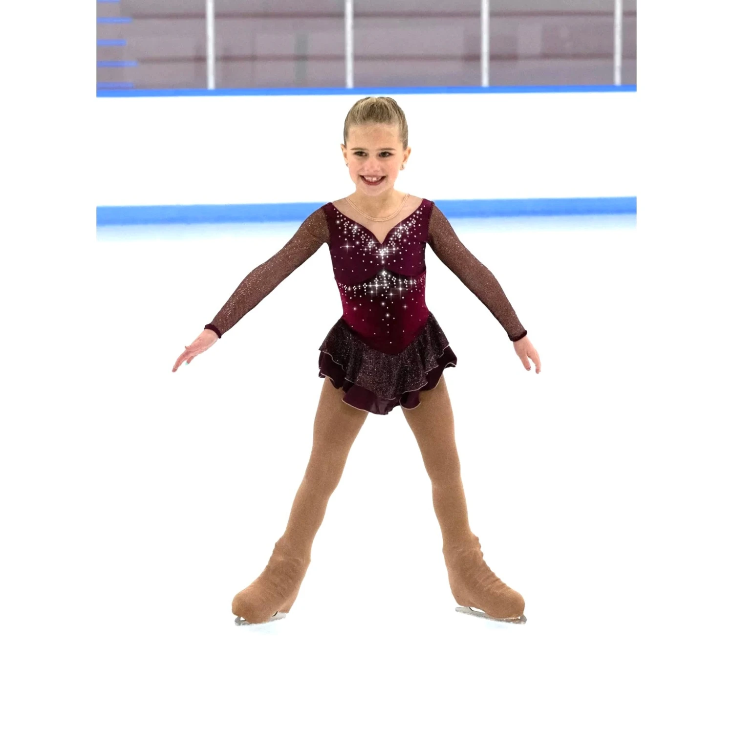 Jerry's Embellishment #611 Beaded Skating Dress - Wine 4 Jerry's Embellishment #611 Beaded Skating Dress - Wine - Image 2