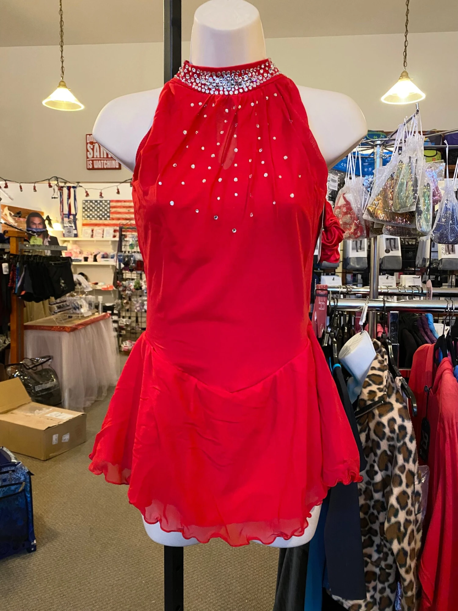 Solitaire Ready To Ship Keyhole Beaded Skating Dress - Red 4 Solitaire Ready To Ship Keyhole Beaded Skating Dress - Red - Image 2