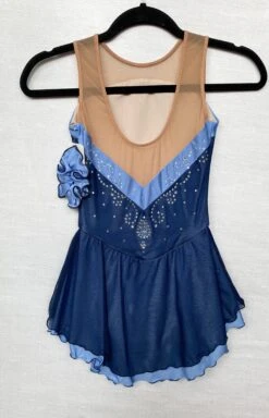 Solitaire Ready To Ship Mesh Overlay Beaded Skating Dress - Sapphire -Figure Skating Equipment Store IMG 1470