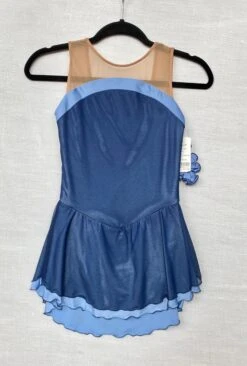 Solitaire Ready To Ship Mesh Overlay Unbeaded Skating Dress - Sapphire