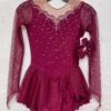 Solitaire Ready To Ship Scalloped Beaded Skating Dress - Bordeaux -Figure Skating Equipment Store IMG 1540