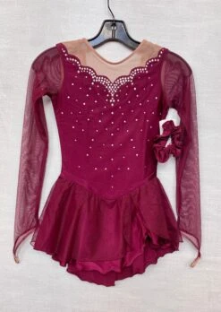 Solitaire Ready To Ship Scalloped Beaded Skating Dress - Bordeaux