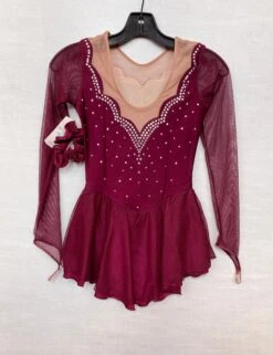 Solitaire Ready To Ship Scalloped Beaded Skating Dress - Bordeaux -Figure Skating Equipment Store IMG 1541 518290c2 bdd7 479a b725 785469b2ccca