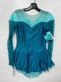 Solitaire Ready To Ship Shaded Sweetheart Beaded Skating Dress - Deep Sea -Figure Skating Equipment Store IMG 1682