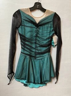 Solitaire Ready To Ship Shadow Color Unbeaded Skating Dress - Aqua