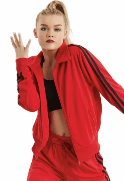 Balera Ready To Ship Stripe Sleeve Track Jacket - Red