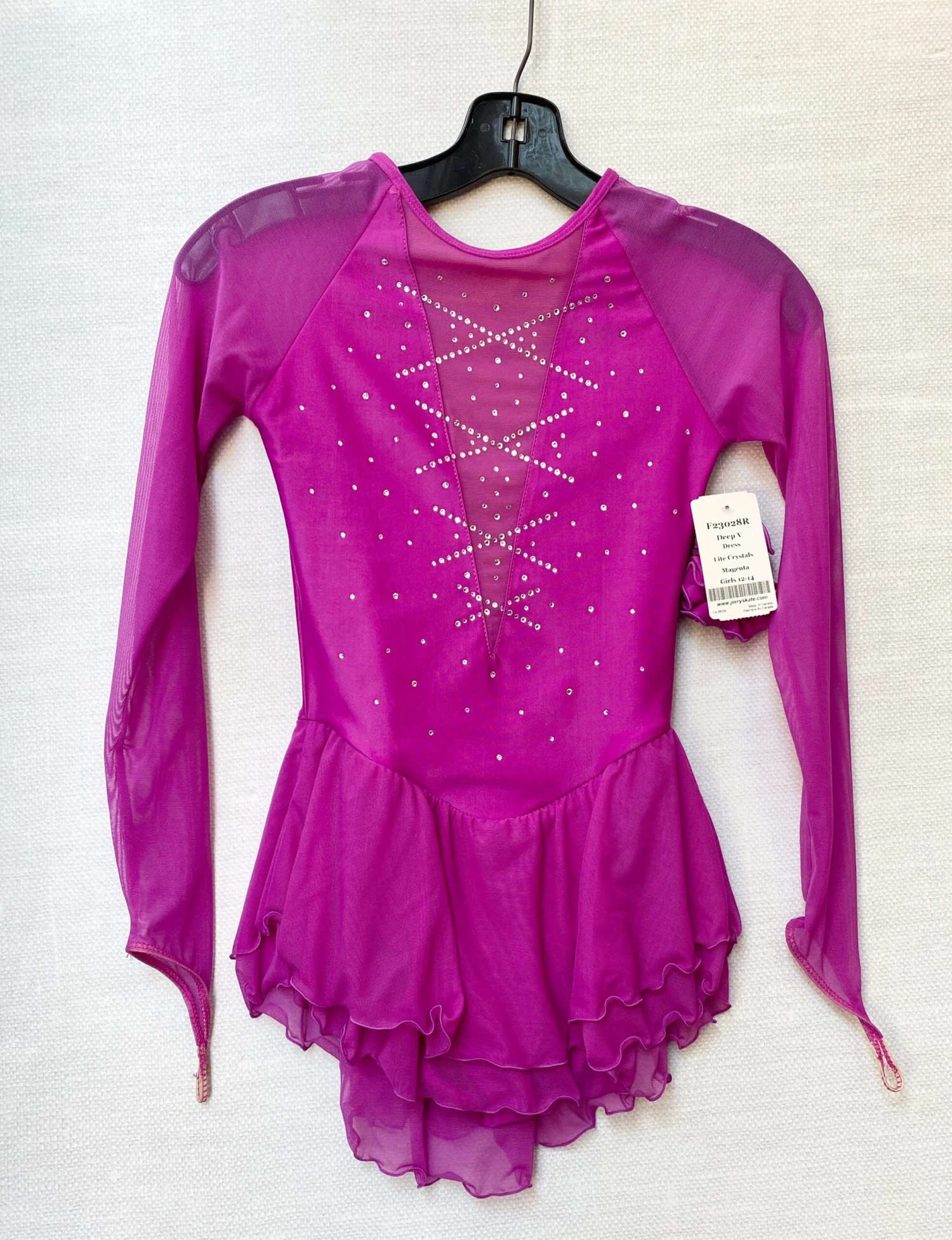 Solitaire Ready To Ship Deep V Lite Beaded Skating Dress - Magenta 3 Solitaire Ready To Ship Deep V Lite Beaded Skating Dress - Magenta