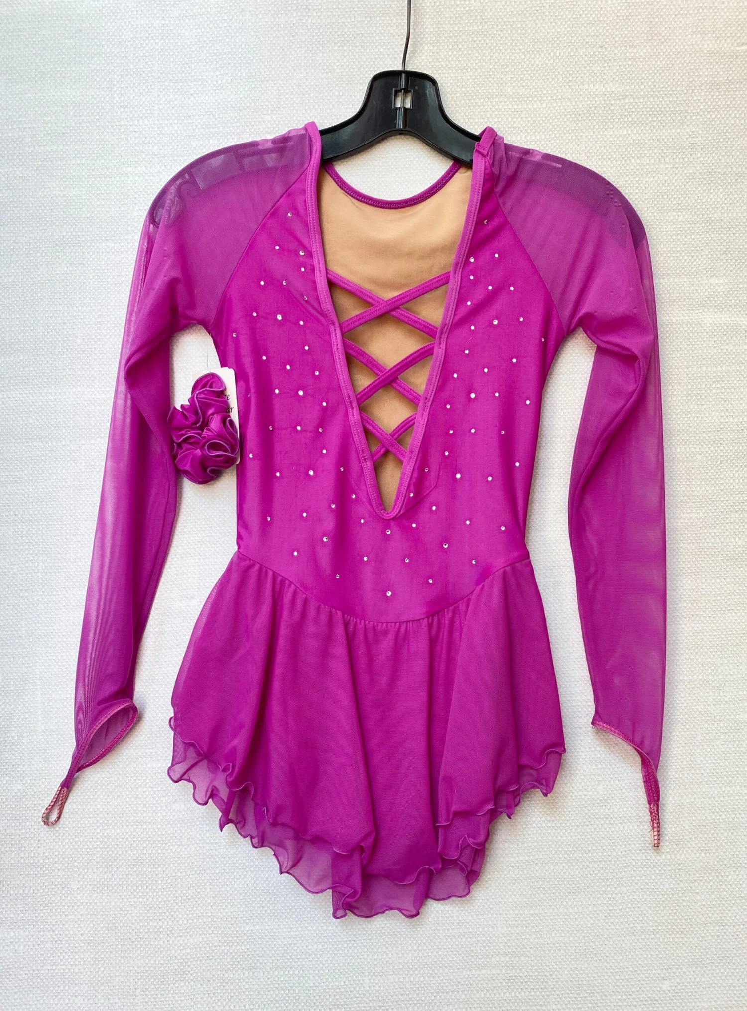 Solitaire Ready To Ship Deep V Lite Beaded Skating Dress - Magenta 5 Solitaire Ready To Ship Deep V Lite Beaded Skating Dress - Magenta - Image 3