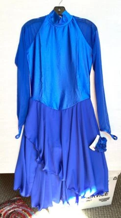 Solitaire Ready To Ship High Neck Unbeaded Dance Skating Dress - Royal