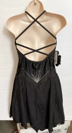 Solitaire Ready To Ship Empire Lightly Beaded Skating Dress - Black -Figure Skating Equipment Store IMG 2712