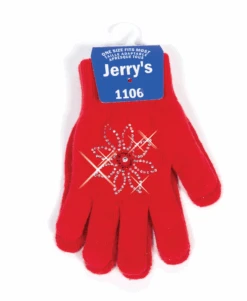 Jerry's Ready To Ship Crystal Snow Daisy Stretchy Gloves - Red