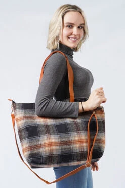 Ready To Ship Buffalo Plaid Tote Bag - Black
